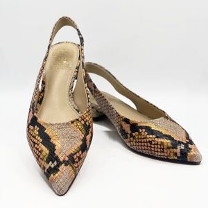 Vince Camuto Chachen Snakeskin Slingback Flats - Size 7